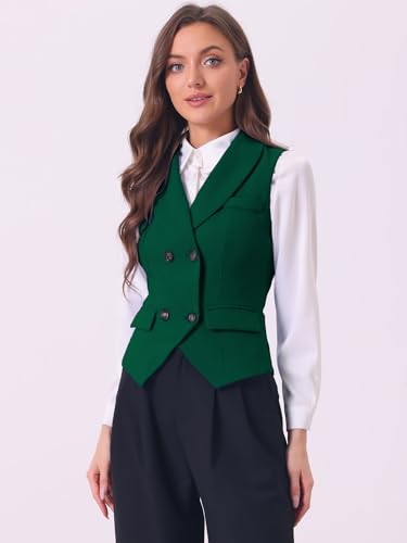Chaleco blazer sin mangas con doble botonadura clásica Allegra K 3