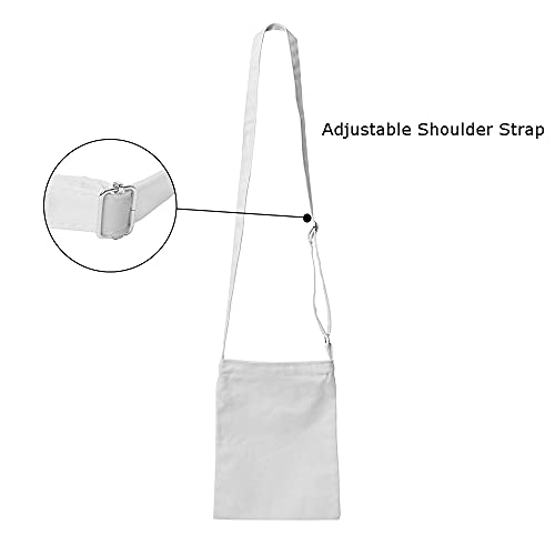 Muka 4 Pack Small Crossbody Canvas Zipper Bag, 7 x 9 Inch White Bag for DIY Craft - Thumbnail 4