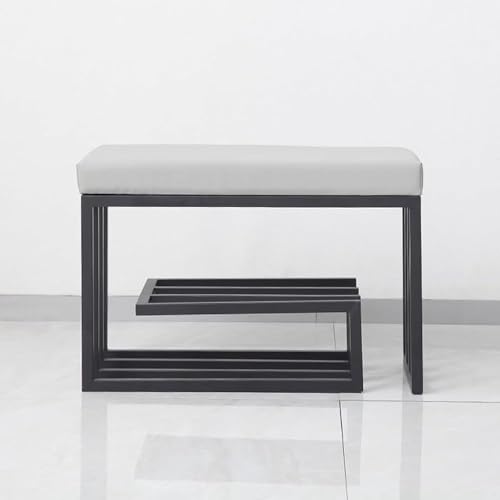 Banc à chaussures structure en métal noir pour optimiser les petits espaces - 6