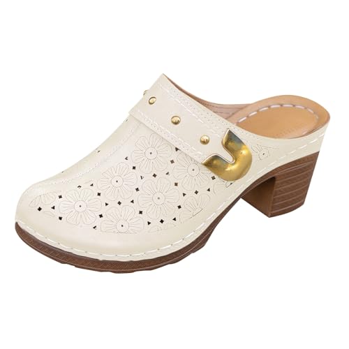 Pantoletten Damen mit Absatz - Clogs mit Arch Support Orthopädische...