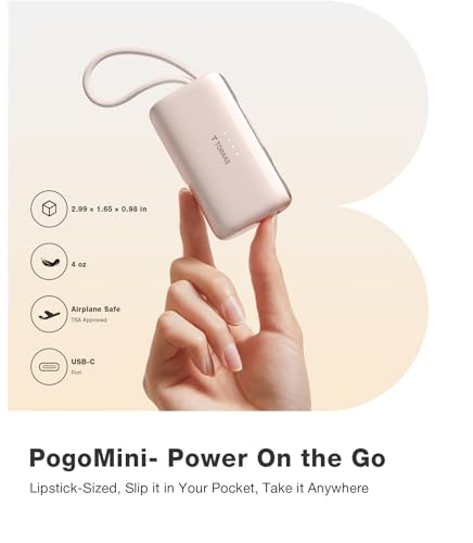 Image of TORRAS 2-in-1 iPhone 16 Portable Charger, 5,000mAh 22.5W Mini Power Bank with Built-in USB-C Cable, Fast Charge Battery Pack, Travel Essential for iPhone 17 /16 /15, Galaxy S25, Google - Desert Titanium
