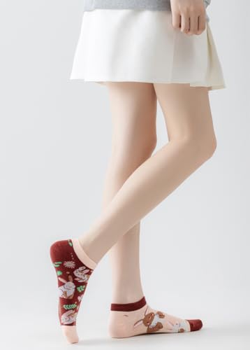 Image of 2 Pairs Funny Cartoon Animal Print Cotton Ankle Socks for Women Teens