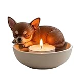 Weqizuerqi Portavelas para velas de té, recipiente para velas de té, bandeja quemador con diseño de perro, moderna para chimenea, Halloween, Acción de Gracias, Navidad, centro de mesa, fiesta, cocina