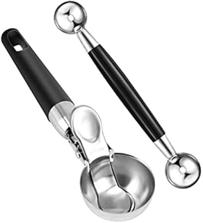 2Pcs Ice Cream Scoop Fruit Scoop Spoon Stainless Steel Ice Cream Scoop with Trigger Cookie Scooper Icecream Scooper Fruit Baller Scoop Fruit Scooper Tool Melon Baller Spoon Fruit Scoop
