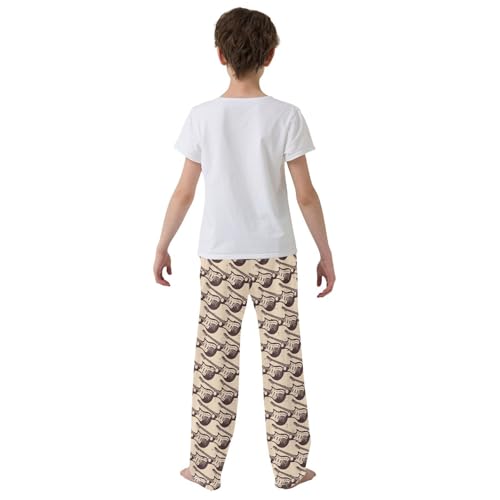 ZZXXB Guitar Music Boys Long Pants Soft Trousers Elastic Waist Kids Lounge Bottoms with Pockets S-XL3
