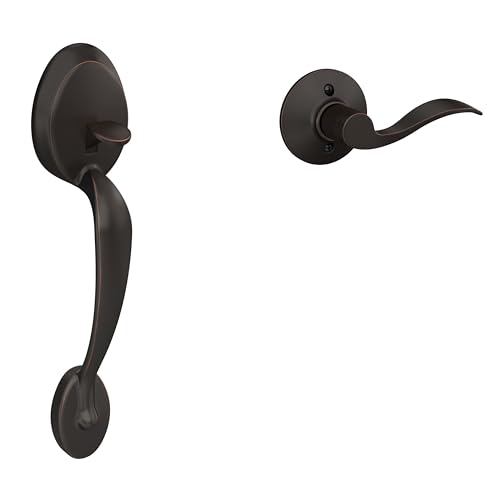 Image of SCHLAGE Plymouth Entry Handleset, Left Hand Accent Lever, Aged Bronze
