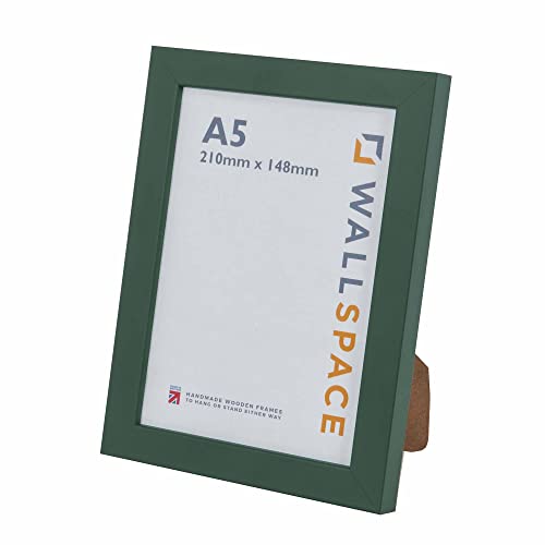 Wall Space A5 Picture Frame - Modern Green A5 Frame with REAL GLASS and made from SOLID WOOD | A5 Green Picture Frame perfect for an A5 Print or Photo - A5 Green Frame made in UK (148 x 210 mm)