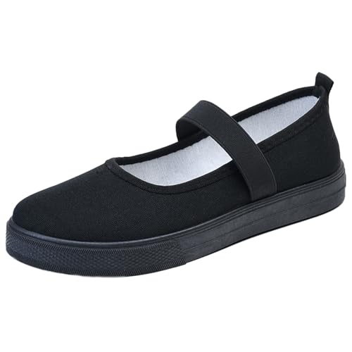Women's Canvas Mary Jane Flats Shoes Round Toe Lightweight Orthotic Shoes with Arch Support Comfort Casual Nurse Work Flats