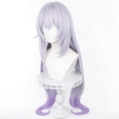 Image of Anime White Gradient Purple Wigs with Bangs Women Long Straight Wig Layered Haircut COS Game Black SwanWigs Halloween,Christmas,Comic con,Game Show,Party