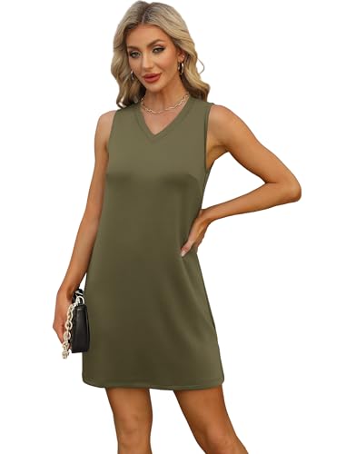Image of BKRIVE V-Neck Summer Casual Beach Dresses for Women 2026 Vacation Women's Sleeveless Sundress with Split