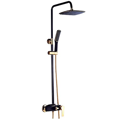 Robinet de bain et tête de douche thermostatique ensemble combiné à main pluie murale noir
