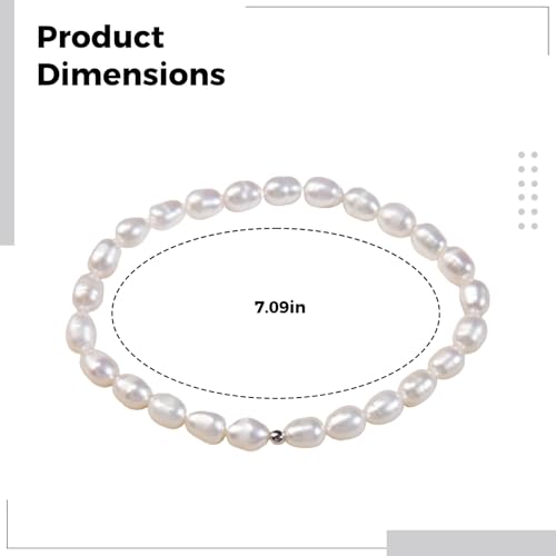 Bracelet élastique perles d'eau douce blanches bijoux femme PONDON - 5