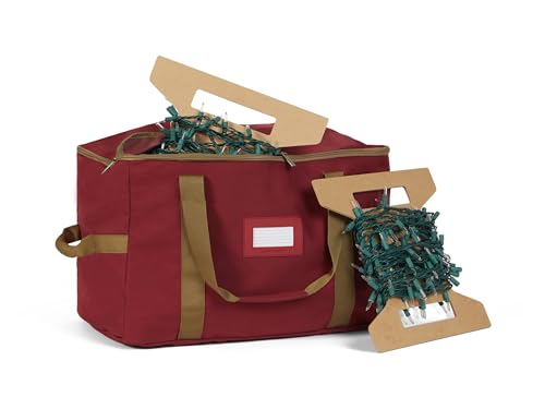 Covermates Keepsakes Christmas Light Storage Bag - Carrying Handles, ID Window - Holiday Storage, Red