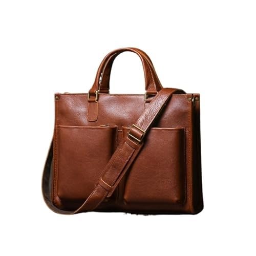 Cosmawn Maletíne Bolso bandolera de piel for hombre, estilo vintage, for portátil, tipo maletín, ideal for la oficina o for ir al trabajo. Medidas: 38 x 30 x 9 cm.(Bruin)