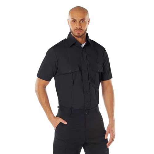 Rothco Short Sleeve Uniform Shirt – Tactical Button-Down Professional Dress Work Shirt, Midnight Navy Blue, L