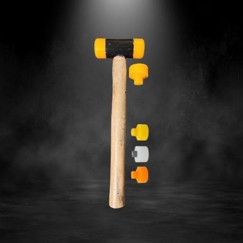 Plastic Mallet 40 mm with Wooden Handle | Replaceable Head | Ebonite Plastic Hammer for Workshop, DIY & Industrial Use (40 MM) 3