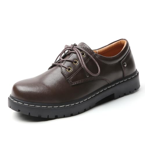 Image of Women Oxford Shoes Plain Toe Lace Up Non-Slip Platform Dress Shoes