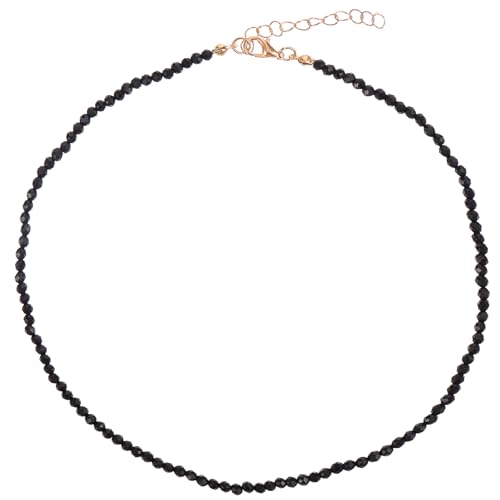 Telooco Collar de Cristal Negro para Mujer 3mm - Elegante Collar de Perlas - Gargantilla de Cuentas de Moda para Cosplay, Fiesta de Té y Cumpleaños