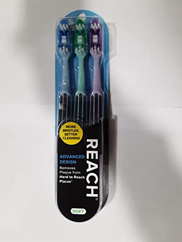 Reach Advanced Design Full Head Soft Toothbrush, Assorted Colors, 2 Count (Pack of 4) Total 8 Toothbrushes