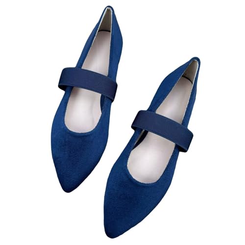 Stunner Women's Mary Jane Flats Fashion Pointed Toe Ankle Strap Ballet Flats Comfortable Dress Flat Shoes