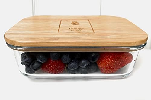 DurenDesign Airtight Glass Food Storage Container With Bamboo Lid, Lunch Box for Meal Prep, Eco-Friendly Kitchen Organization 640ml