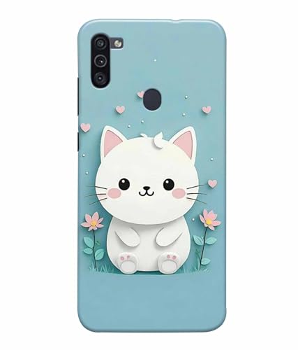 Image of Printed Hard Back Case Cover & Compatible for Samsung Galaxy M11 / Samsung Galaxy A11 | Cat Vector Painting (Multicolor) - D1192