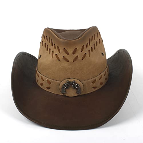 Classic Cowboy Hats For Women Ladies Leather Western Hat With Bull Head Sign Decor Outdoor Sun Hat For Vacation Coffee #TOP1