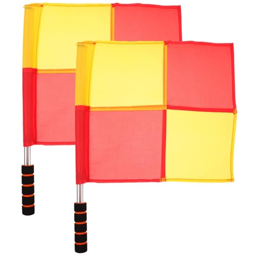 Yardwe Portable Referee Flags Metal Pole 2 Pack Signal Flags for Sports Soccer Rugby and Hockey