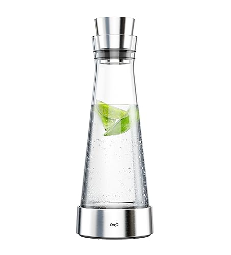 Emsa 514233 Flow Slim Glaskaraffe, mit Kühlelement, Glas, Elegantes Design, 1 Liter, Transparent,...