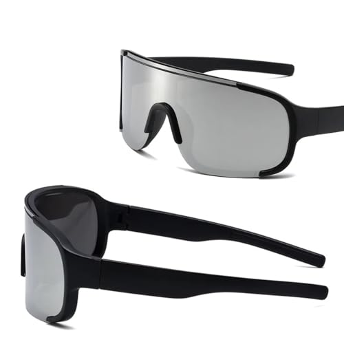 Image of Windproof Wraparound Shield Sports Sunglasses for Men Women Stylish | UV Protected Durable Mirrored Cricket Driving Cycling Riding Goggles | Anti Glare Cooling Shades