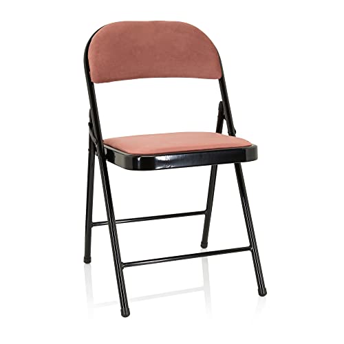 hjh OFFICE 803013 Silla Plegable tapizada TUDELA I Velvet Rose Silla Plegable para visitas, Carga máxima 130kg