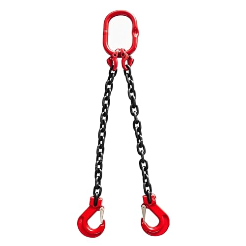 JIEYUGH Chain Sling 5/16 Inch X 9.84 FT Engine Lift Chain G80 Alloy Steel Engine Chain Hoist Lifts 4 Ton with 2 Leg Grab Hooks for Cargo Security Towing and handling