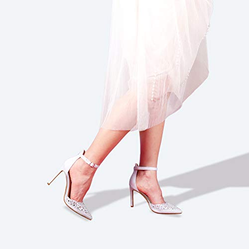 Idifu Women Pumps In4 Candice Bride Shoes Stiletto Heels Closed Toe Bling Glitter Dress Pumps Shoes For Wedding Evening Party(White Glitter, 8 M Us) #TOP5