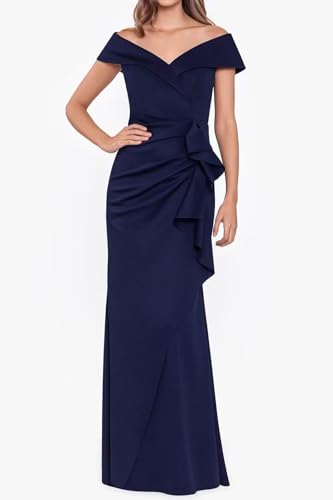 Satin Mother of The Bride Dresses for Wedding Off Shoulder Ruffle Mermaid Formal Evening Party Gowns2