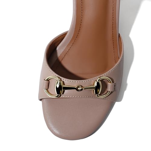 Image of iadore Women Fashion High Block Heel Shoes Strappy with Buckle Fashion Studded Round Open Toe Summer Dress Sandals Size 5-12 US