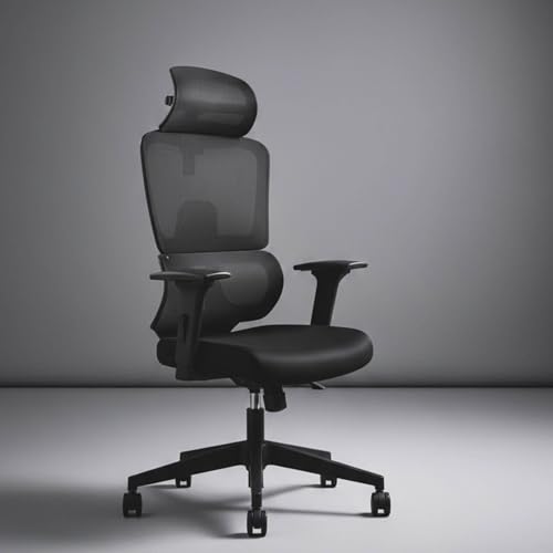 Image of Kepler Brooks Imperia Office Chair for Work | 3-Year Warranty | Ergonomic Office Chair, Study Chair for Home, 2D Headrest, 3D Armrest, Multi Lock Seat Slider Mechanism, Heavy Duty Nylon Base (Black)