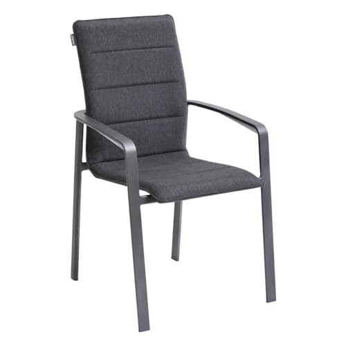 Hespéride Fauteuil de Jardin empilable Diese Anthracite & Graphite en Aluminium traité époxy
