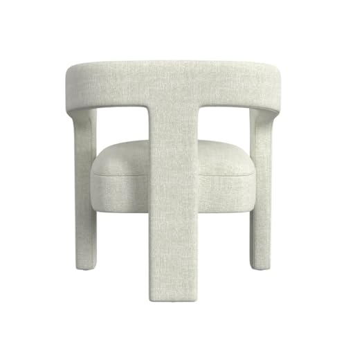 Image of Homepop Home Decor | Upholstered Barrel Accent Chair | Accent Chairs for Living Room & Bedroom | Decorative Home Furniture - Textured Light Gray Woven