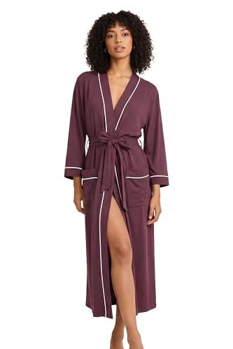 Image of HEARTNICE Womens Cotton Robe, Soft Kimono Spa Knit Long Bathrobe Lightweight Loungewear