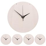 Nukinp 5 Set DIY Clock Kit, Unfinished Wood Clock Face for Crafts Blank Round Dial with Movement Set, 9 Inch