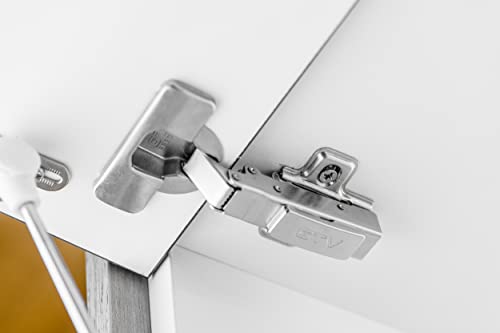 GTV - Hydraulisches Scharnier ECHC, Einsteckvorrichtung - Scharnier mit Dämpfung - Innenanschlag - Montageplatte H=0 mit Euroschrauben - stilles Schließen - Möbelscharnier Topfscharnier