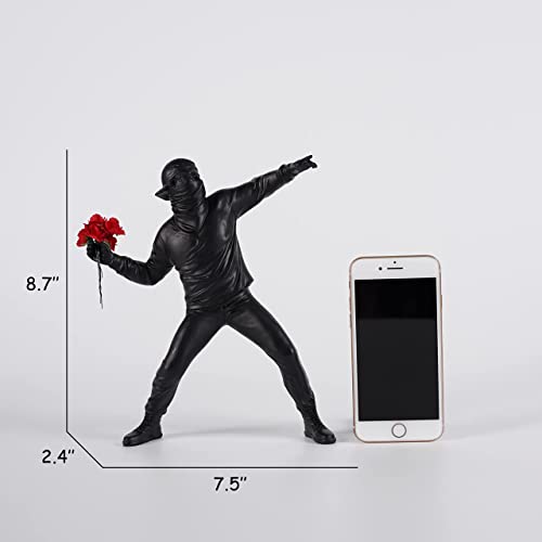 Qzvanlon Flower Thrower Sculpture,Resin Statue For Home Decor, Modern Decorative Figurines For Living Room,Office Desk Bookshelf Small Figurines Decoration,Art Ornament Collection (Black) #TOP6