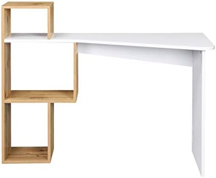 Cherry Tree Furniture Mason White High Gloss Desk with Oak Effect Shelves