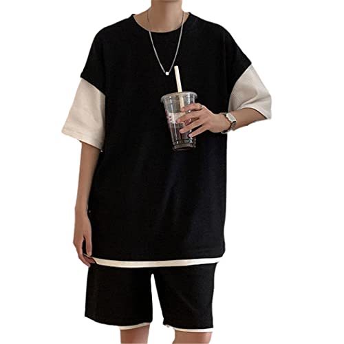 Ensemble jogging homme pour rester au frais ensemble noir patchwork