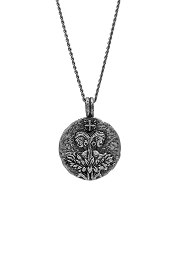 HG HAZE & GLORY - Collar con colgante de plata de ley 925, joyería para hombre, collar de plata con colgante oxidado, cadena de cordón, signo del zodíaco, Géminis, 60 cm, 600