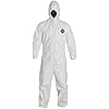 DuPont TY127S Disposable Elastic Wrist, Ankle & Hood White Tyvek Coverall Suit 1428, Size Large, Sold by the Each