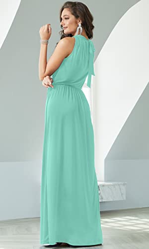 Image of KOH KOH Womens Long Sleeveless Halter Bridesmaid Wedding Guest Maxi Dress