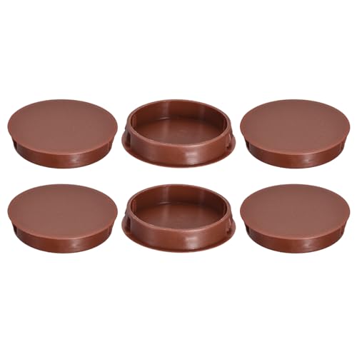 Image of uxcell 50mm /1.97 inch Plastic Hole Plugs, 6Pcs Flush Type Panel Round Snap in Fastener Knockout Locking Plugs for Furniture Insert End Caps Panels, Red