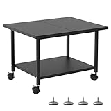 SwaaVee Printer Stand with Storage Under Desk Shelf, Desktop Printer Stand Organizer, Rolling Printer Cart Storage Paper Files Holder for Desk, Office, Home, (Black)