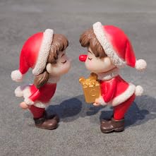 Image of Miniature Christmas Couple Figurines, Adorable PVC Decoration for Miniature Garden, Dollhouse Accessory & Holiday Gifting Cute Xmas Decor Collectible, Couple 03